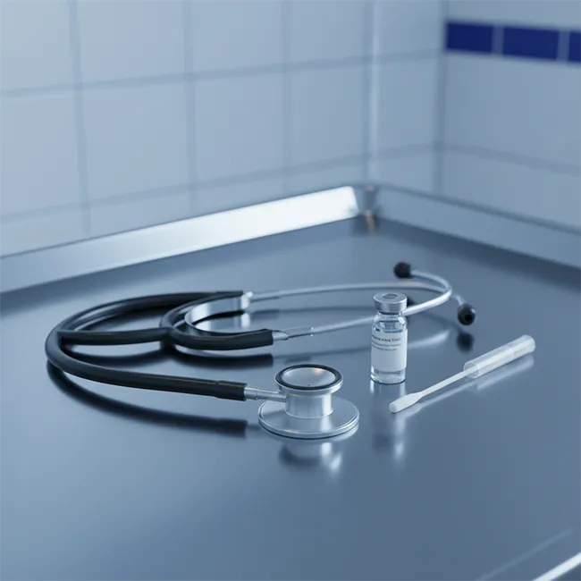 Matériel médical vétérinaire illustrant les tests ADN et le suivi santé chez Tinysilvercat.